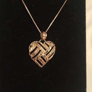 10k Yellow Gold Diamond Cut Heart Pendant